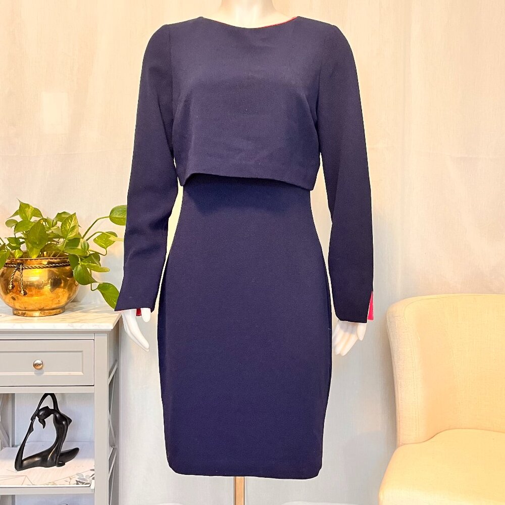 Belle Badgley Mischka Midi Dress Size US 8 Dark Blue (A07)